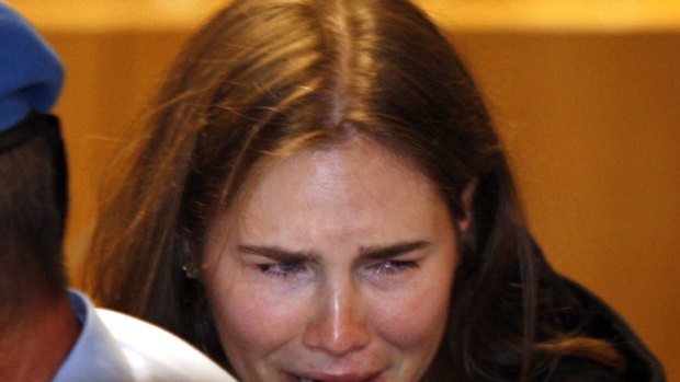 Aquitted ... Amanda Knox reacts after the verdict is read in court.
