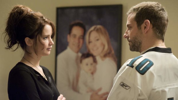 Awards favourite ... Jennifer Lawrence and Bradley Cooper in Silver Linings Playbook.