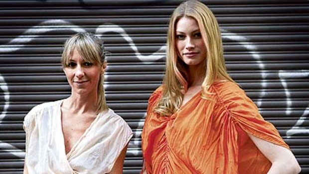 "Gorgeous creations'' . . . designer Kirrily Johnston, left,  with Alyssa Sutherland, who will model her latest collection at Australian Fashion Week.