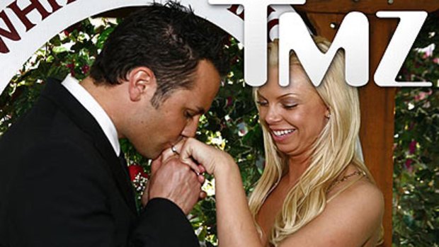 This  photo provided by TMZ, shows Ryan Alexander Jenkins and Jasmine Fiore's March 18 wedding in Las Vegas.