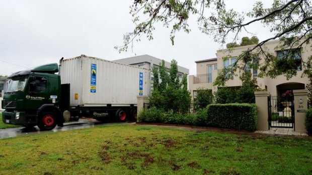 A removalist truck pictured outside of Kevin Rudd's Yarralumla home in February this year.