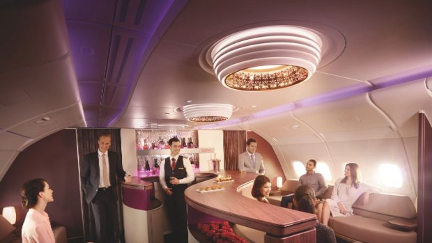 Qatar's inflight lounge bar.