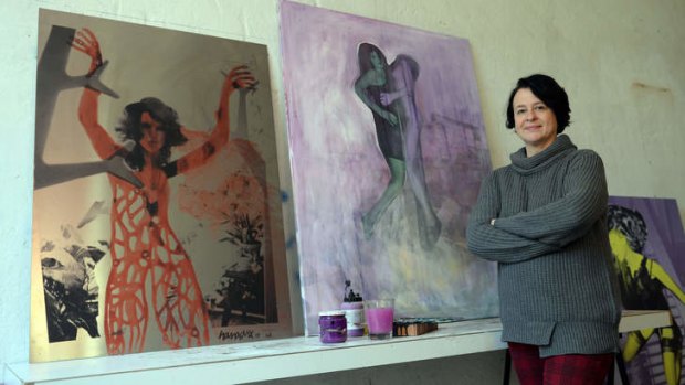 Show us the work: German artist Nana Dix, granddaughter of the painter Otto Dix, with her own works in her studio in Munich.