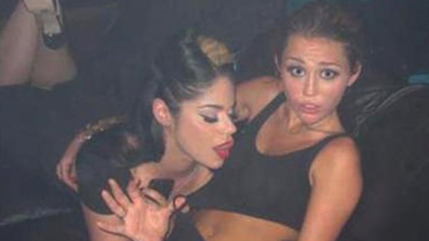 Viral vision ... leaked photo of Miley Cyrus and friend.