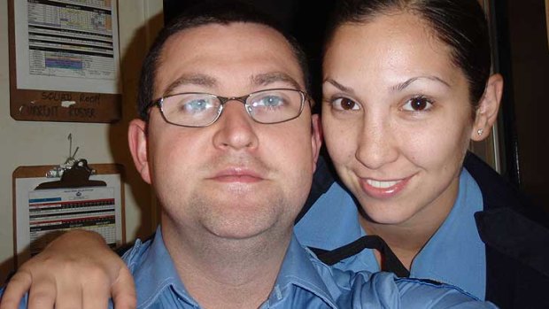 Constable Ryan Marron with his fiancee, Constable Toni Misitano before he was affected by Murray Valley Encephalitis.