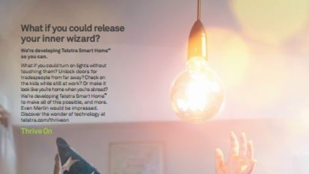 Telstra's new print campaign highlighting smart home technology. 