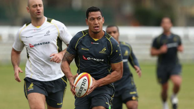 Focused: The Wallabies train at Joey's in Hunters Hill on Friday.