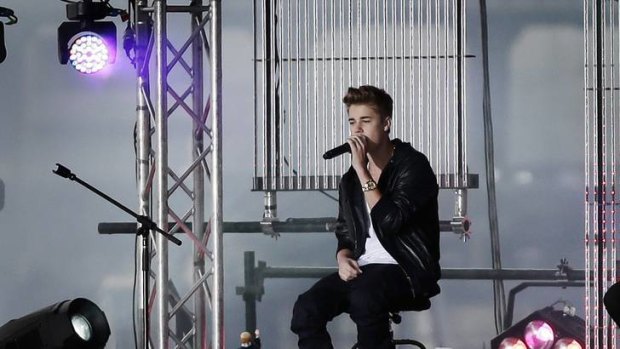 Canadian singer Justin Bieber performing in Sydney.