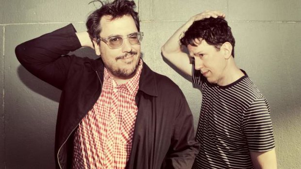 'Professional musicians' ... They Might Be Giants' John Flansburgh, left, kept a sense of humour about meeting comedian Cal Wilson.