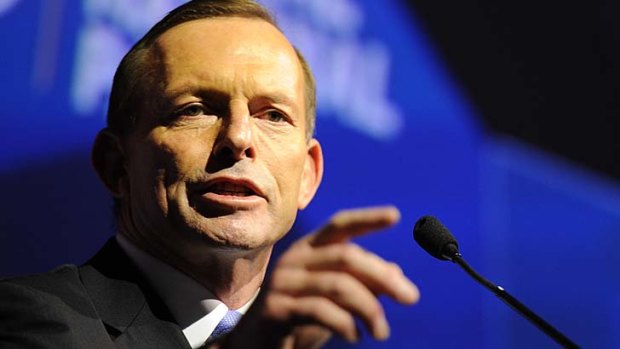 Opposition Leader Tony Abbott speaking at an LNP State Convention.