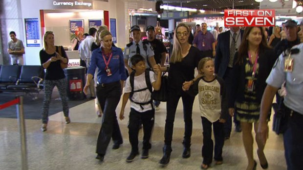 Angelina Jolie arrives at Brisbane Airport on Thursday.