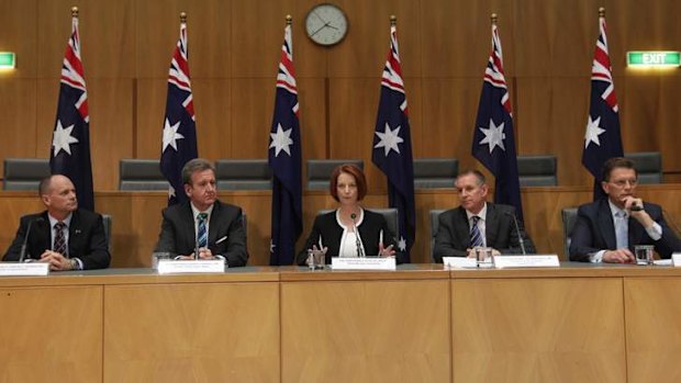 Prime Minister Julia Gillard speaks to the media during a joint press conference after the Council of Australian Governments (COAG) meeting at Parliament House in Canberra.