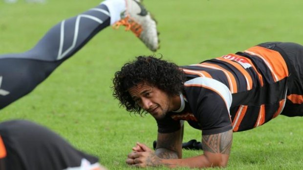 Fast track: Wests Tigers tearaway James Gavet  is an Aussie by birth but he wants to play for  New Zealand.