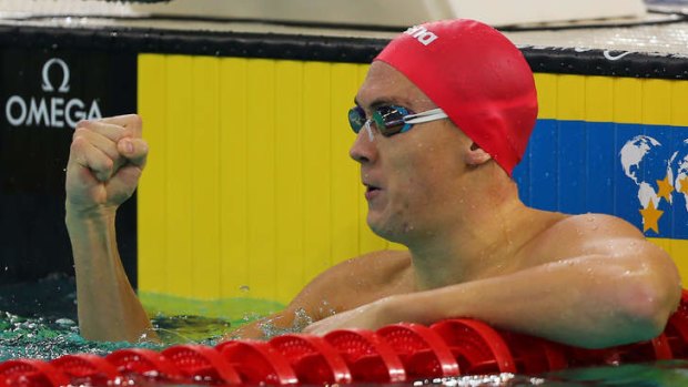 Double trouble: Australia's Robert Hurley let from start to finish in the men's 200m freestyle final.