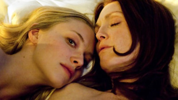 Vulnerable ... Amanda Seyfried and Julianne Moore in <i>Chloe</i>.