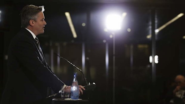 Mathias Cormann, Minister for Finance, speaks at the Sydney Institute.