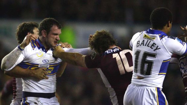 Brutal &#8230; Manly and Leeds clash in 2009.