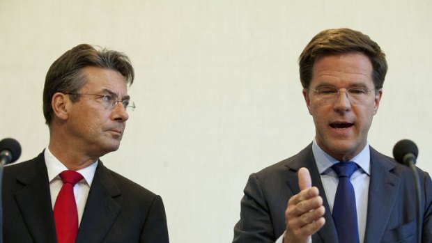 Dutch Prime Minister Mark Rutte (right) and Deputy Prime Minister Maxime Verhagen.