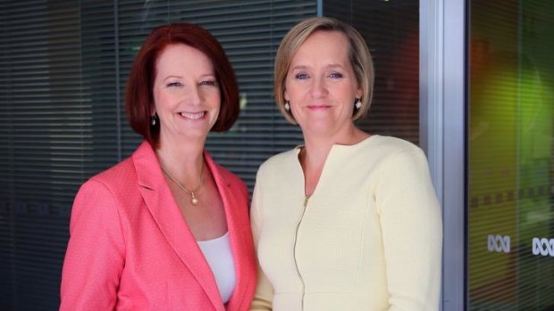Former prime minister Julia Gillard and The Killing Season presenter Sarah Ferguson.