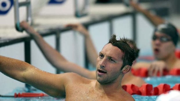 Flying high and perhaps too often &#8230; Ian Thorpe after qualifying for the 200m freestyle final at the Victorian Open championships.