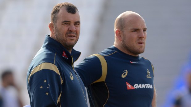 Power couple: Greg Martin says the Wallabies have the right leadership mix with Michael Cheika and Stephen Moore.