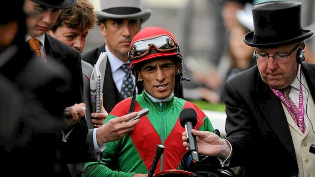 Animal Kingdom's jockey  John Velazquez speaks to the media after the Australian-owned stallion's flop in the Queen Anne Stakes at Royal Ascot overnight.