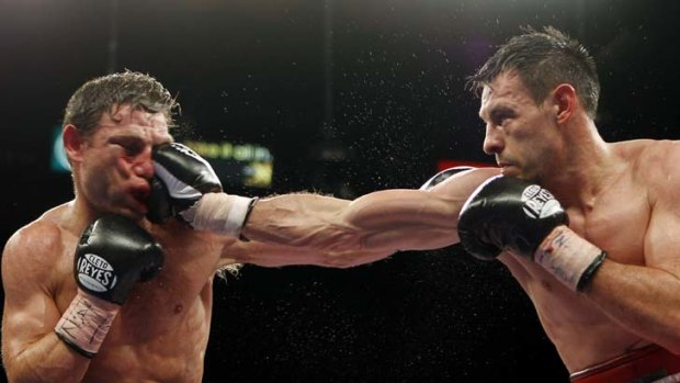 Big blow ... Michael Katsidis, left, suffered a unanimous points loss to American Robert Guerrero in April.