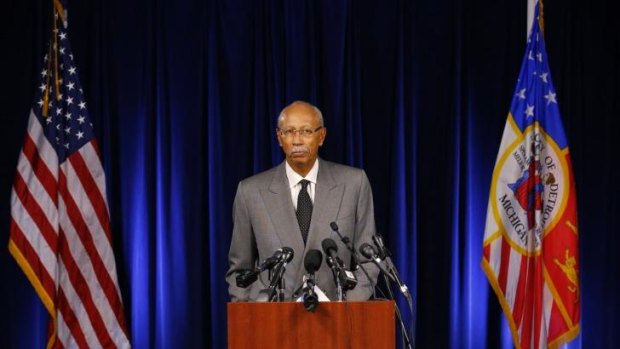 City officially broke ... Detroit Mayor Dave Bing addresses the media after the announcement that the city is eligible to shed billions in debt in the largest public bankruptcy in US history.