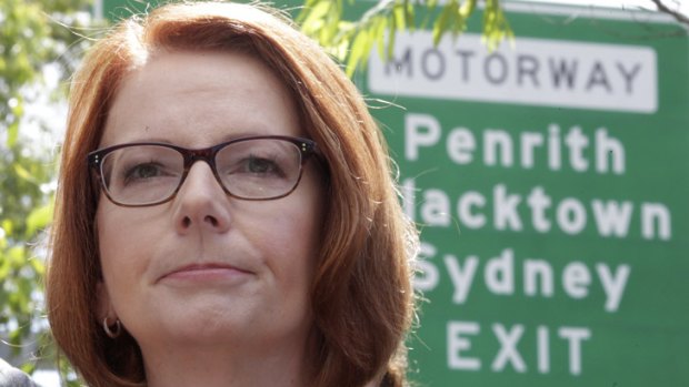 Sign of  the times: Julia Gillard reveals her hopes for a motorway.