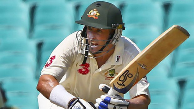 To the rescue . . . Mike Hussey scored his 11th Test century.