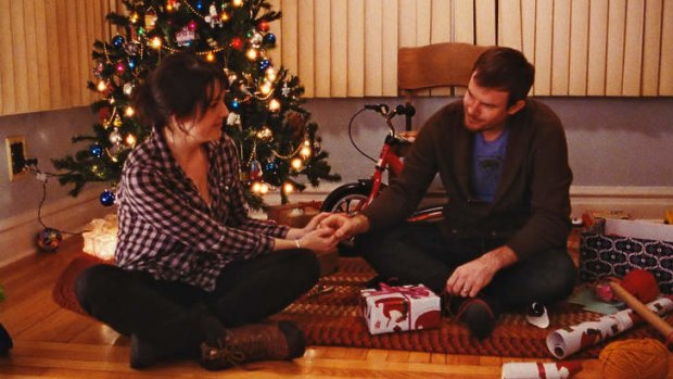 Joe Swanberg and Melanie Lynskey in a scene from Swanberg's <i>Happy Christmas</i>.