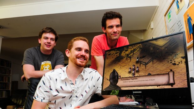 The team at Whale Hammer Games, from left, Peter Castle, Peter Simpson and Tom Cox, raised more than $68,000 in five weeks by crowd-finding. 