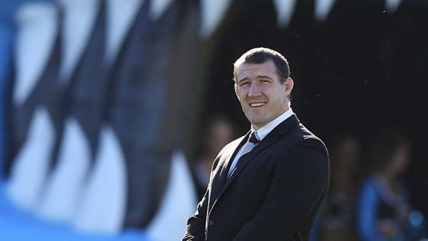 Return ... captain Paul Gallen has had to watch from the sideline as his Sharks struggled.  He makes a comeback today against the Warriors.