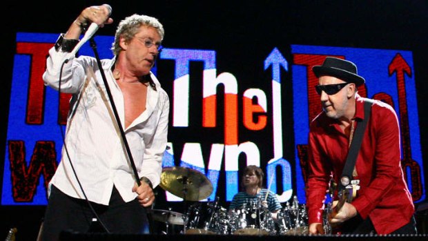 Roger Daltrey, left, and Pete Townshend of The Who performing on stage at the Brisbane Entertainment Centre in 2009.