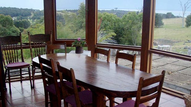 The dining room and view at Priory.
