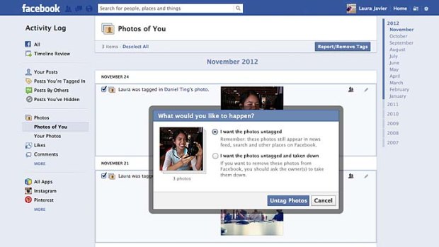 Facebook ... new options for untagging photos.