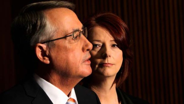 Prime Minister Julia Gillard and Treasurer Wayne Swan at today's announcement.