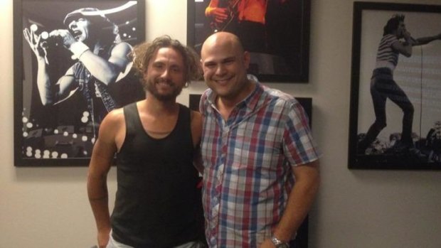 Darren de Mello with John Butler at the 96FM studios in January.