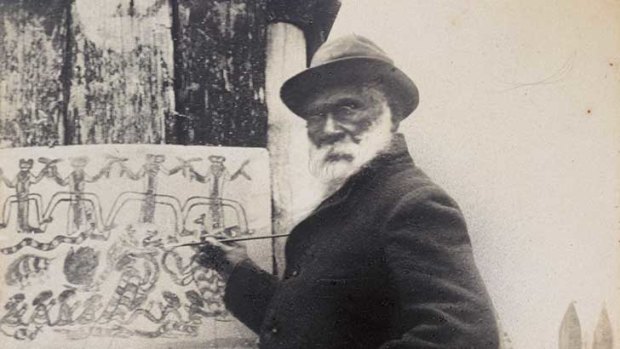 William Barak, Wurundjeri Ngurungaeta (clan head) and spokesperson who led the campaign to save Coranderrk, drawing a corroboree (c 1898). Image used with permission, and courtesy State Library of Victoria (H91.258).