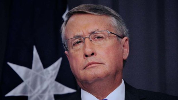 Having a go ... Wayne Swan must know he's on the downhill run as Treasurer.