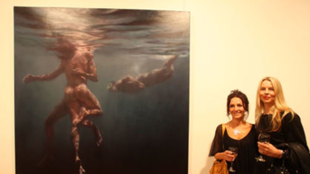 Naked swimmers stir the waters ...  artist Martine Emdur and Kellie Robertson at Tim Olsen Gallery.