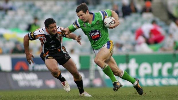 Clinton Schifcofske during his time at the Raiders in 2006. He says the NRL needs to look at salary cap concessions for Canberra to attract  players.