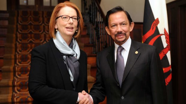 The Sultan of Brunei, Hassanal Bolkiah and the Prime Minister of Australia Julia Gillard.