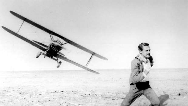 Espionage thriller: Cary Grant in a scene from Hitchcock's classic 1959 film <i>North by Northwest</i>.