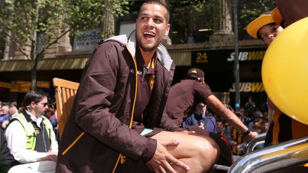 Centre of attention: Hawks star Lance Franklin at the grand final parade.