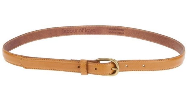 Labour of Love tan leather skinny belt, $94.75