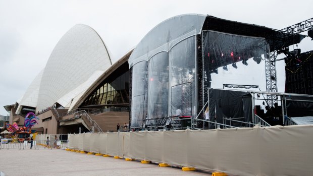 A marquee erected outside the Opera House for Australia Day festivities.