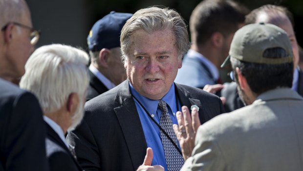 Thumbs up: Steve Bannon, Trump's chief strategist.