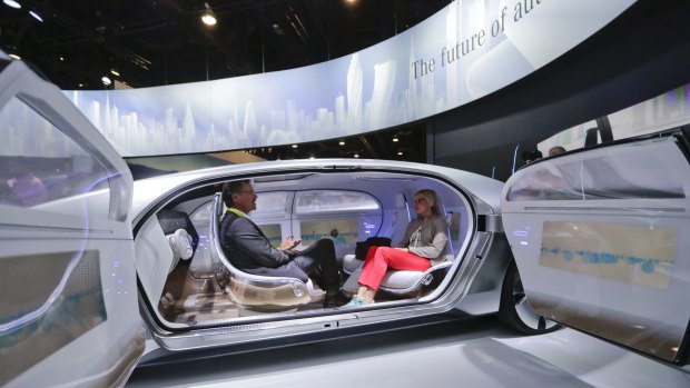 Inside the self-driving F015 Mercedes-Benz.