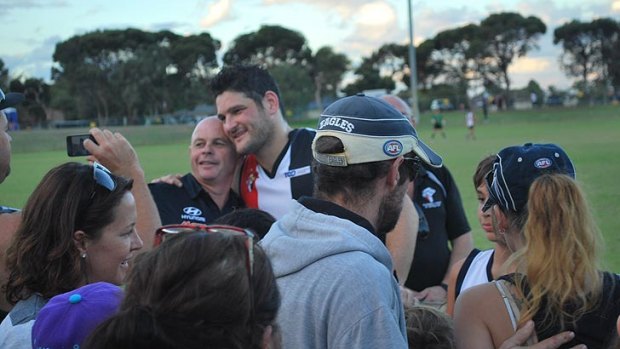 Fev's off-field behaviour might have ended his AFL career but he can still draw a crowd.